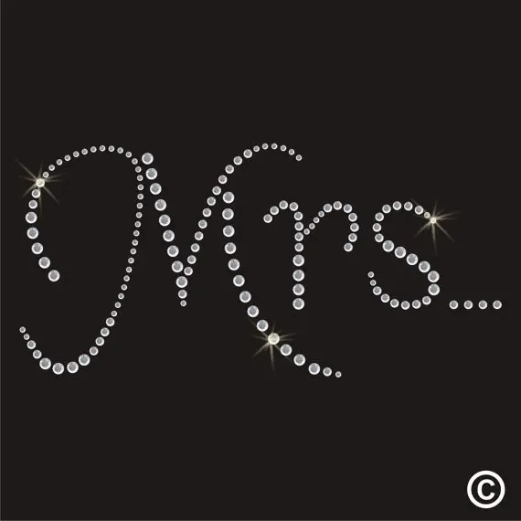 

2pc/lot Wedding Mrs design stone Transfer hot fix rhinestone applique designs iron on transfer hot fix iron on for shirt