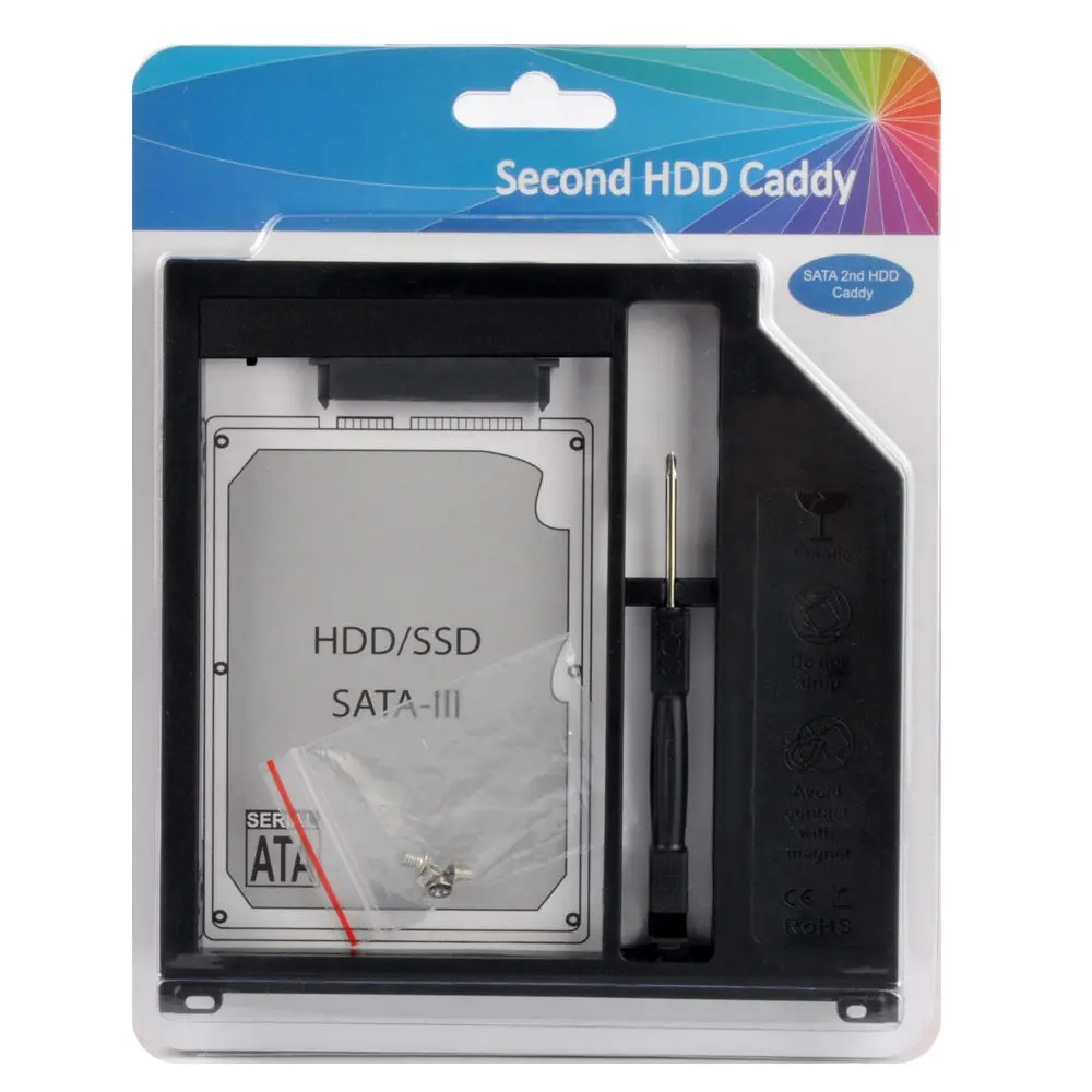 

2nd HDD Caddy 9.5mm Hard Drive SATA Case with Screwdriver For Apple Laptop PC