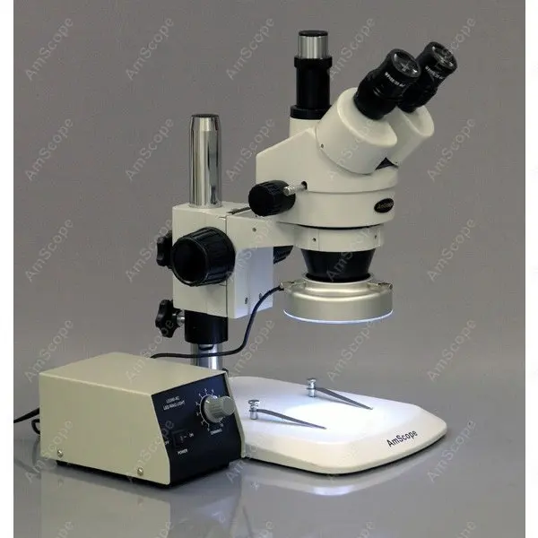Тринокулярный стереомикроскоп AmScope Zoom 7X-45X + сверхмощный 80-светодиодный кольцевой светильник + 1,3-мегапиксельная камера USB 2.0 на подставке