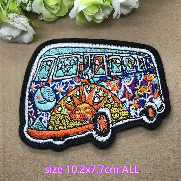 1 pcs Sun rainbow wine summer beach tree music embroidered iron on cartoon patches clothing diy bag hat shoe repair Appliques