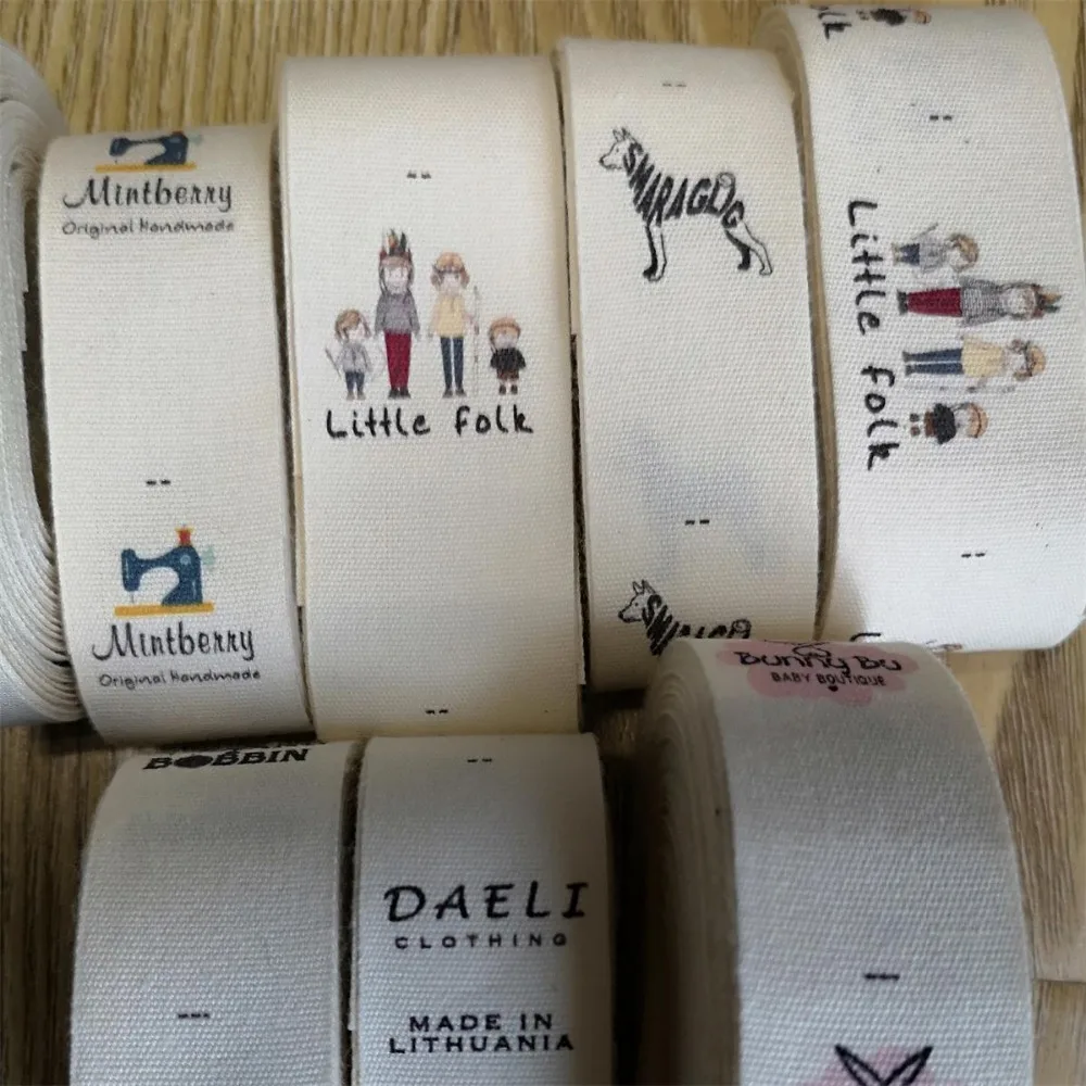 Custom handmade labels cotton clothing Labels soft Tags Private name label  handmade labels Color cotton labels