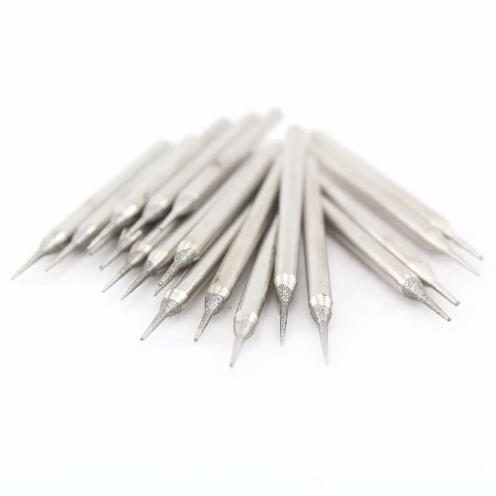 30Pcs 1mm Diamond Grinding Head Tapered Point Needle Bits Burrs Coated Jewelry Lapidary Tools for Stone