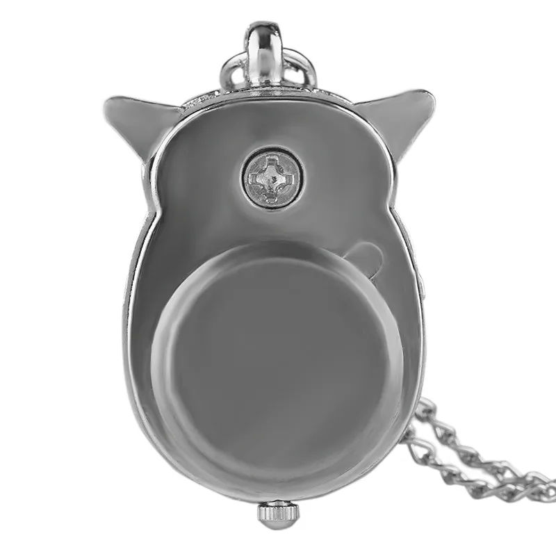 Cute Silver Night Owl Necklace for Girls Friends Women Lady Daughter Quartz Pocket Watch Pendant Necklaces Fashion Watches Chain