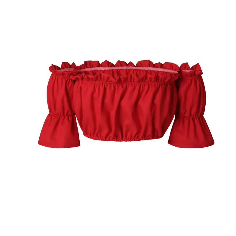 crop tops women summer lantern sleeve sexy strapless beach tops red black white ruched crop top tank top croptop - Image 6