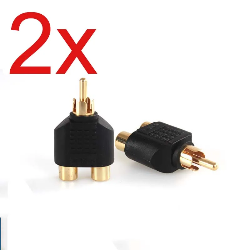 2 قطع 1 إلى 2 y الفاصل محول الصوت والفيديو av rca فونو مونو إلى ستيريو النيكل pl جديد جديد