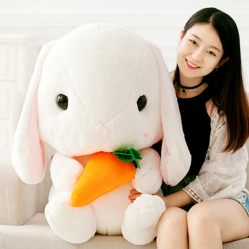 Dorimytrader kawaii lop rabbit doll plush toy big white bunny doll pillow Girl birthday gift Wedding Deco 65cm 26inch DY50537