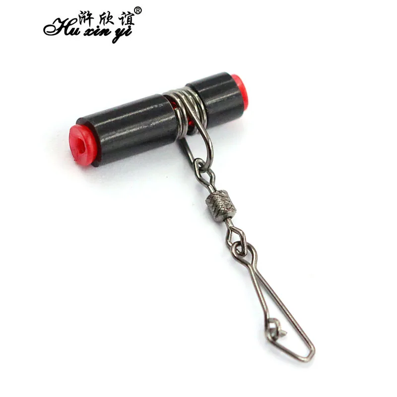 

HXY 10PCS Black plastic head round diamond eye swivel with hooked snap fishing sinker slide swivel for braid fishing line slider