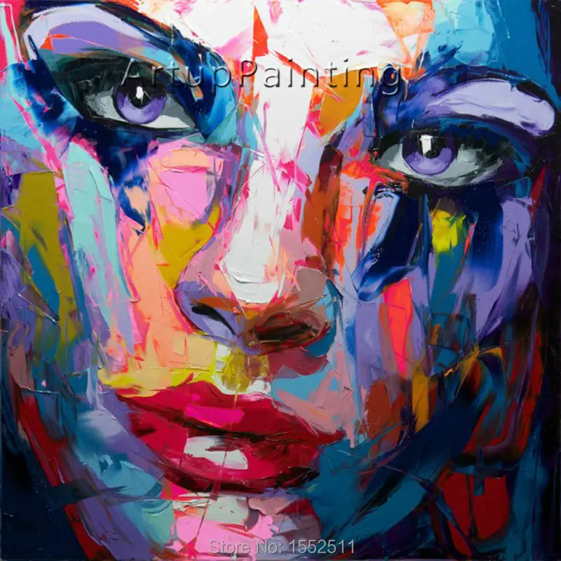 

Palette knife painting portrait Palette knife Face Oil painting Impasto figure on canvas Hand painted Francoise Nielly 13-4