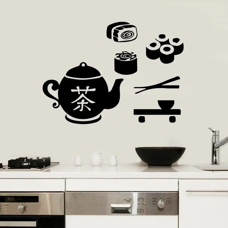 Sushi Decal Restaurant Sticker Posters Vinyl Wall Decals Pegatina Quadro Parede Decor Mural Sushi Sticker