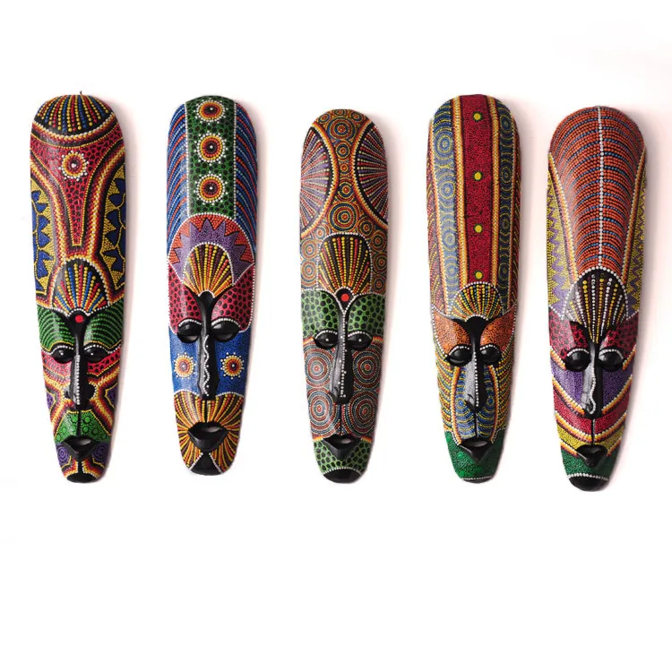 Wood Hand painted mask wall pendant decoration Southeast Asia living room East Pakistan mask wall decorated Thailand crafts
