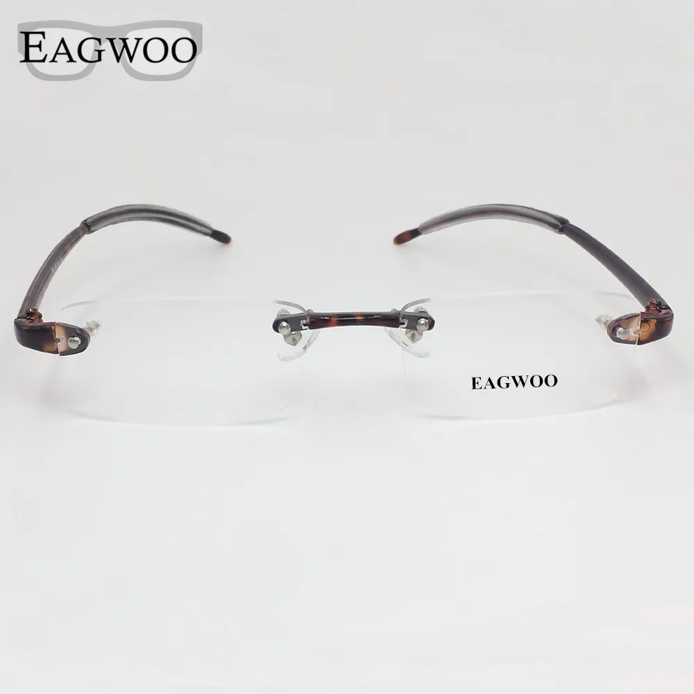 EAGWOO Plastic TR Eyeglasses Rimless Optical Glasses Men Women Plain Spectacles Reading Myopia Vision Glasses Frame Shadow 082