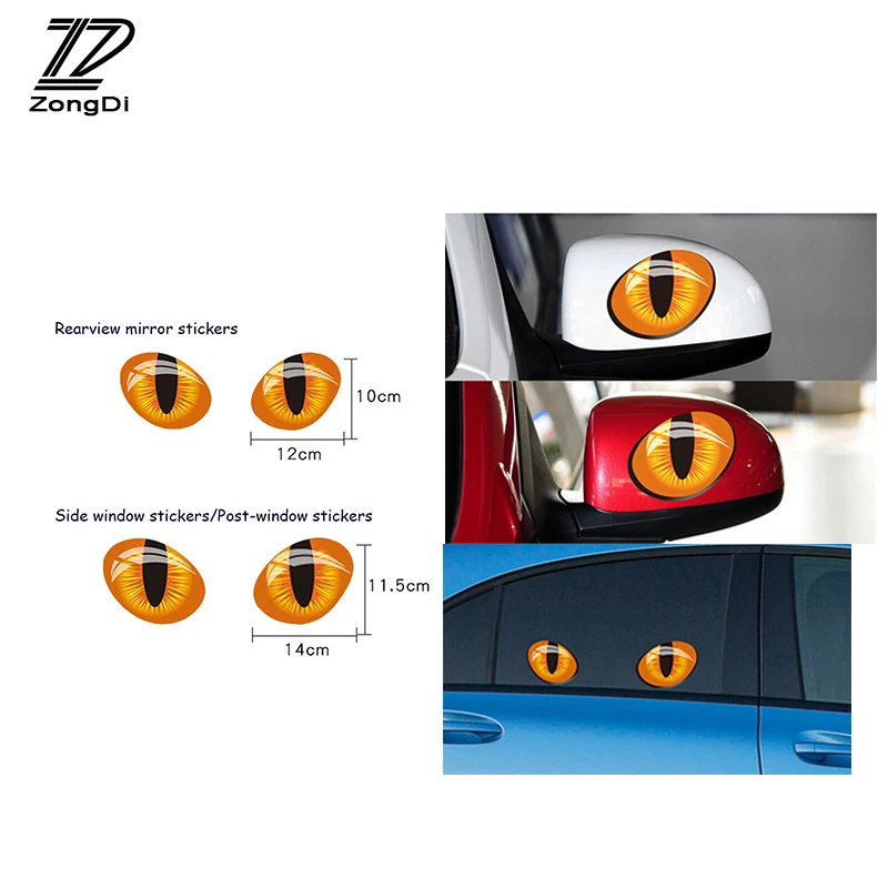 ZD 3D Cat Eye Rear View Mirror Rear Window Cat Stickers for Hyundai IX35 Nissan Juke Subaru Suzuki Vitara Swift Opel Insignia