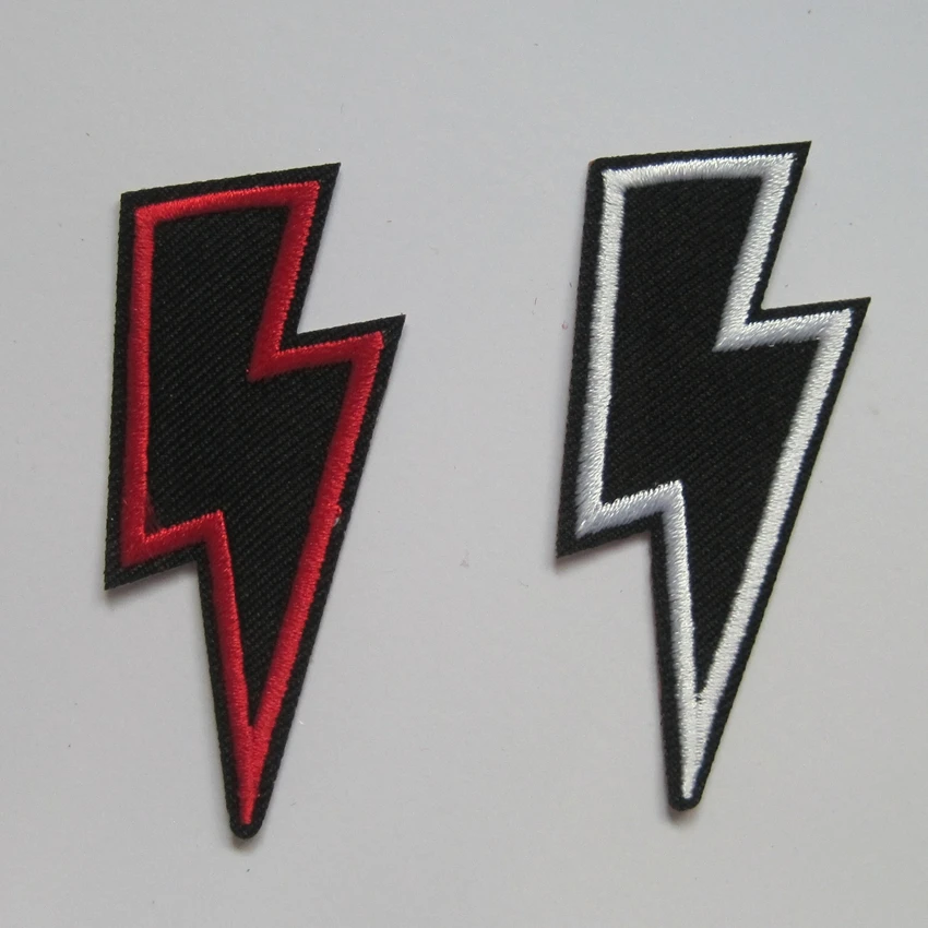 2018 Direct Selling 2 Pieces For Lightning Bolt Iron On Flash Patch Fabric Motif Applique Decal 2.6 X 1.2 Inches (6.5 3 Cm)