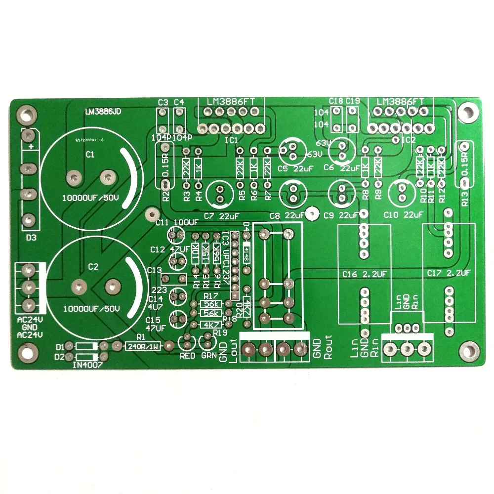 

LM3886 dual channel+speaker protection without current sound without noise sound PCB power amplifier board