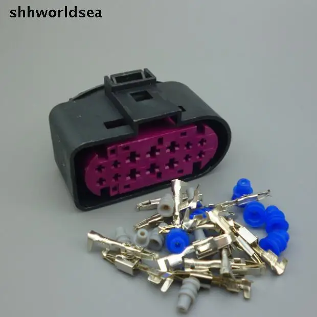 Shhworldsea 10Sets 14Pin Car Headlight Xenon Lamp Plug Connector Auto xenon headlights socket 1J0973737 For VW Golf MK6 Skoda