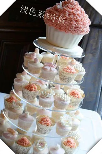 

Cake Display Stand Plexiglass display holder free shopping 5 Tier Round Acrylic Cupcake Stand for Wedding and Parties decoration