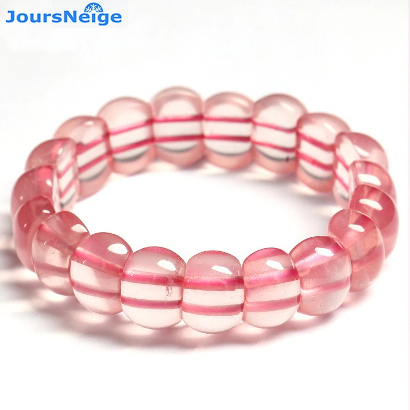 Wholesale Pink Natural Crystal Bracelets Hand String Lucky for Women Girl Beauty Hibiscus Stone Hand Row Jewelry