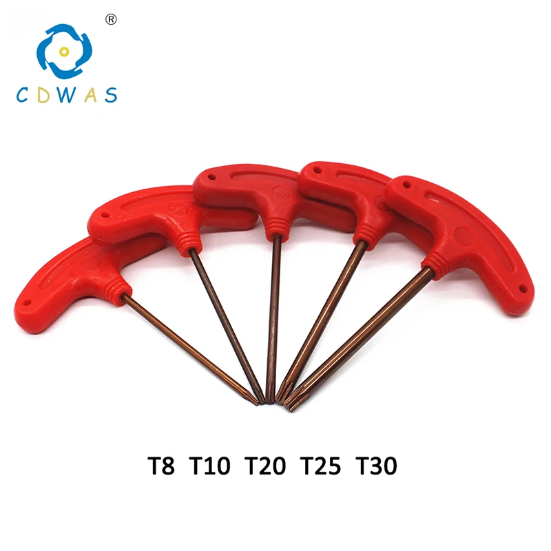 T8 T10 T20 T25 T30 T Type Screw Torx Key Flag Wrench Box End Wrenches Red Color for CNC Tool Holder