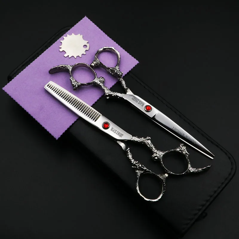 

Hair Scissors 6inch Professional Hairdressing Scissors High Quality Cutting And Thinning Scissor Set Barber Shears Silver Style