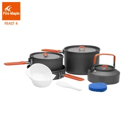 Fire Maple 8PCS Cookware Kit Outdoor Camping Hiking Frypan Backpacking Aluminum Cooking Picnic Set Foldable Feast 4 Tableware