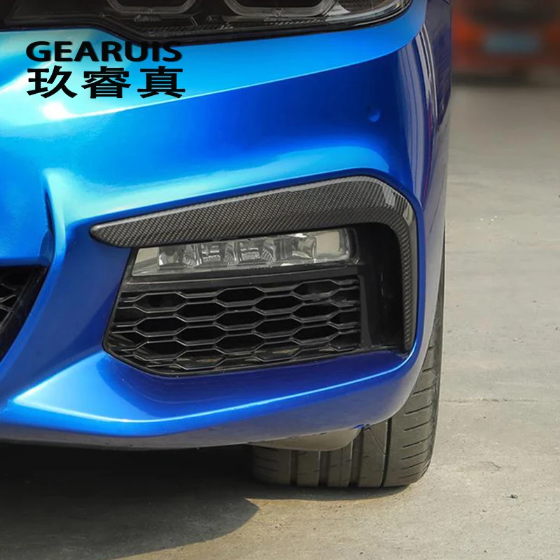 

Car Styling Carbon fiber Head Front fog lamps covers grille slats lights Stickers Trim For BMW 5 Series G30 G38 Auto Accessories