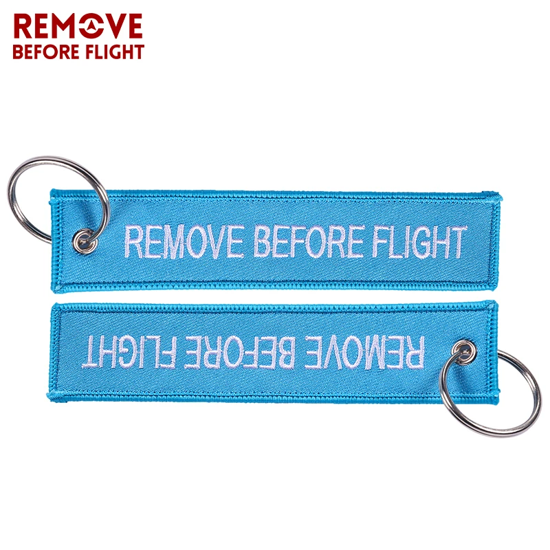 Remove Before Flight Blue Key Ring Chian Keychain Embroidery portachiavi CREW Tag for Aviator gift porte clef motards 3 PCS/LOT