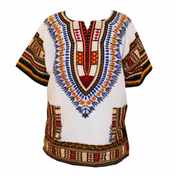 (Envío rápido) Nuevo diseño de moda africano tradicional impreso 100% algodón Dashiki camisetas para unisex (hecho en Tailandia)