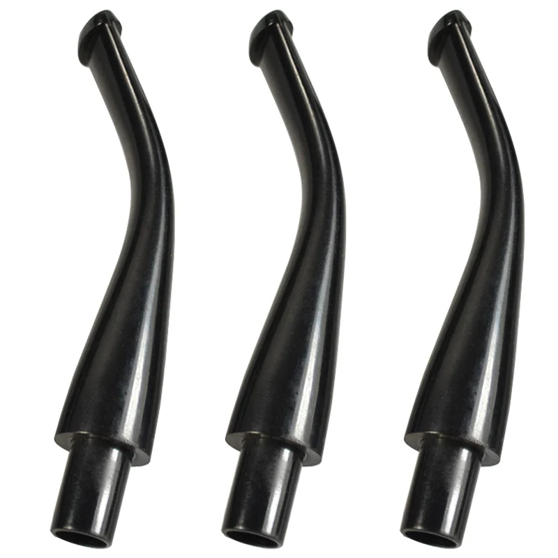 3pcs Ebonite Vulcanizates Mouthpieces Stem for Tobacco Smoking Pipe Black