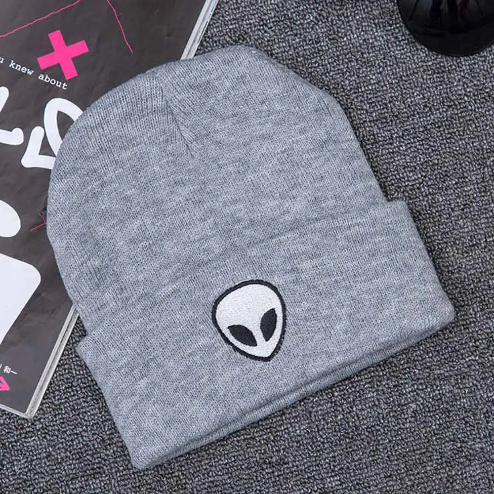 HanXi Embroidery Alien Hat Women Winter Beanies Men Dad Hats Snowboard Caps Skullies Warm Knitted Hip Hop Cap Ski Cap