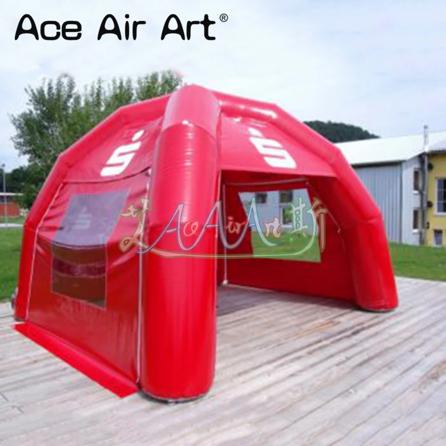 High Quality Full Red Inflatable Spider Tent Event Stations Bar Dome With Removable Cover And Transparent Curtain For Sale