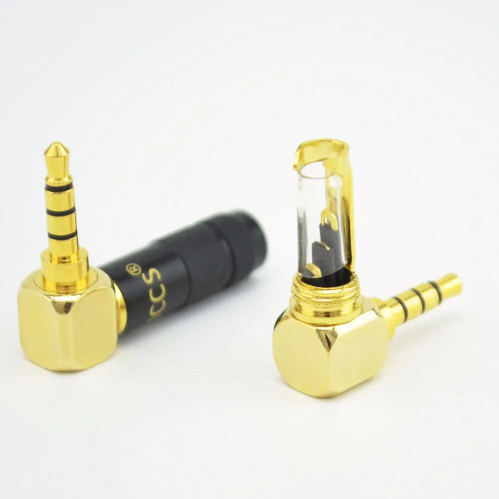 2Pcs New 2.5mm 4Pole Male Headphone Jack Right Angle 90 Degree L Shape DIY Solder Plug Mini Connector