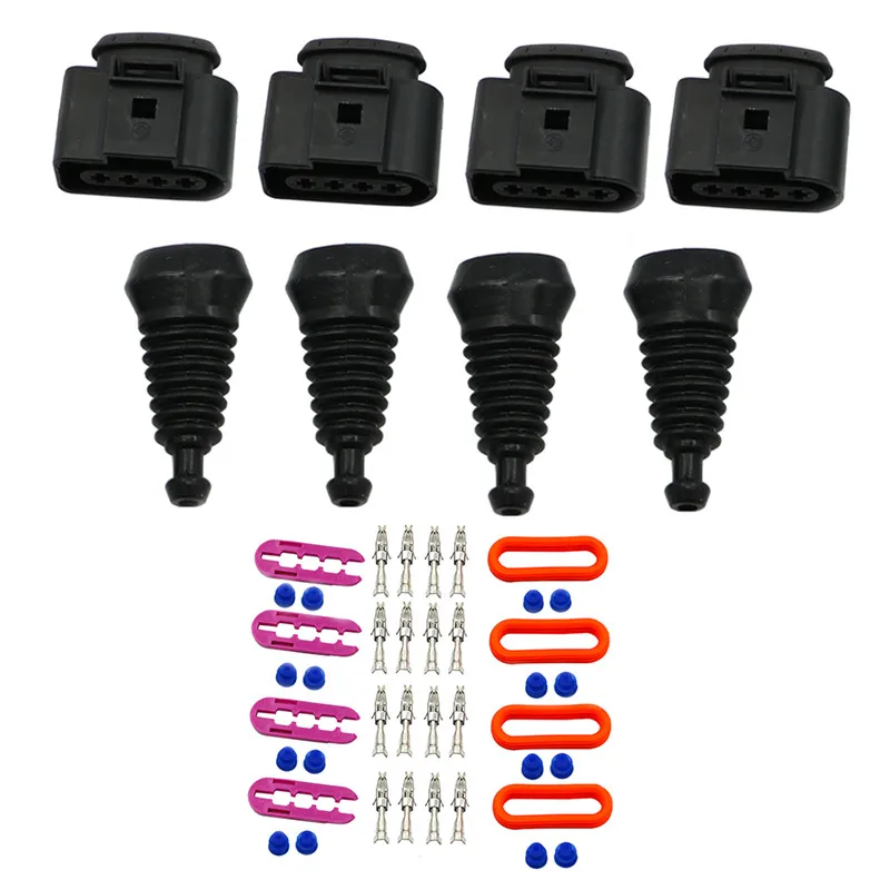 4 Einheiten 1J0 973 724 kompatibler 4-poliger Stecker Klemmclip für Audi VAG Active Coil auf Stecker – Detail 1