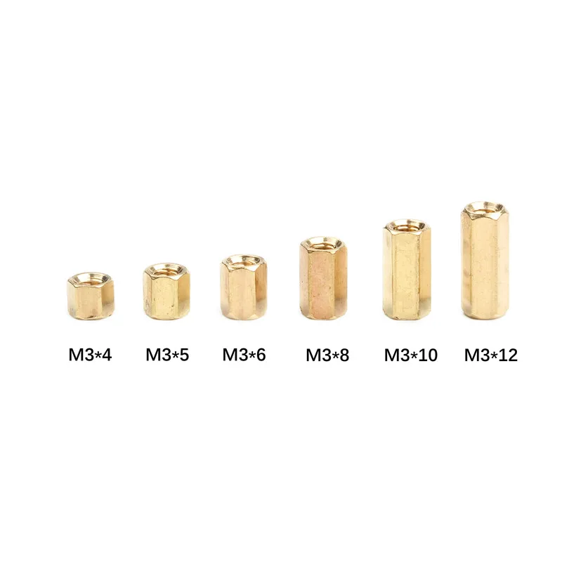 50Pcs M3*L Female female Hex head Brass Spacing Screws Threaded Pillar PCB Computer PC Motherboard StandOff Spacer