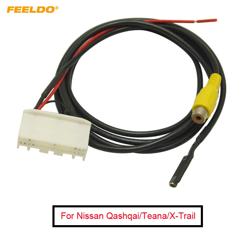 FEELDO 1PC Car Rear Camera Reversing RCA Video Convert Cable Adapter with Micphone Cable For Nissan Qashqai/Teana/X-Trail/Sylphy