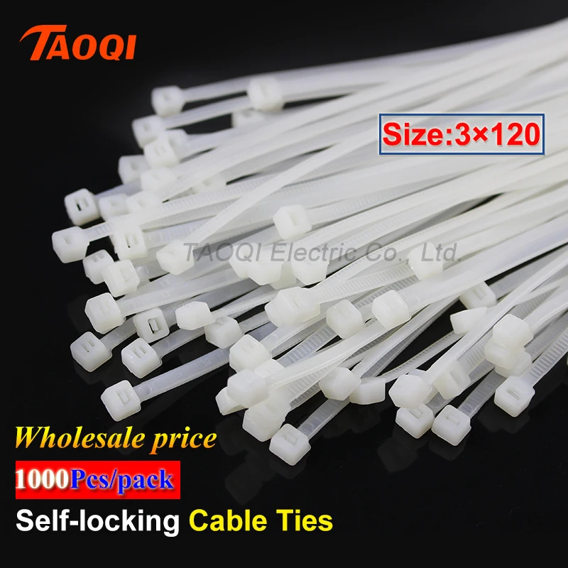 

1000Pcs/pack 3*120mm Nylon Cable Ties 1.8mm width Self-locking Plastic Nylon Fasten Wire Zip Tie wholesale price