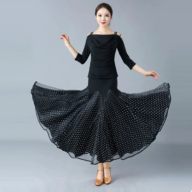 

Lady Ballroom Dancing Skirt Girls Modern Dance Skirt Waltz Ballroom Dance Suit Female Practice Pendulum Long Skirt D0820