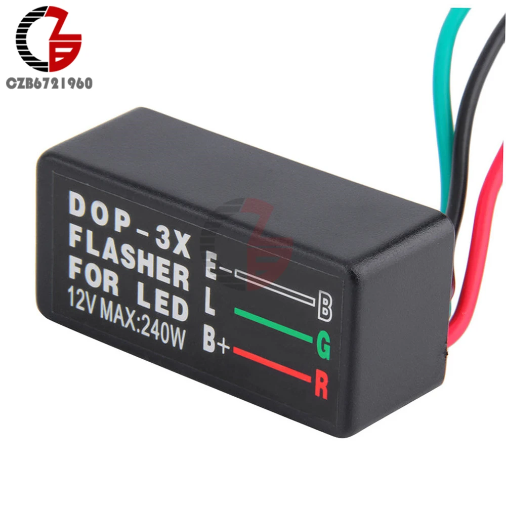 DC 12V 240W 3-Pin Turn Signal Flasher Relay For Motorcycle ATV Lamp LED Light