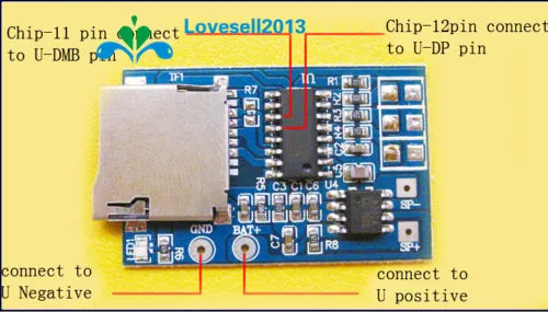 2W Mixed Mono TF Card MP3 Player Decoder Board Amplifier Module 3.7V/5V Power Support MP3 FM Radio USB Audio Mode