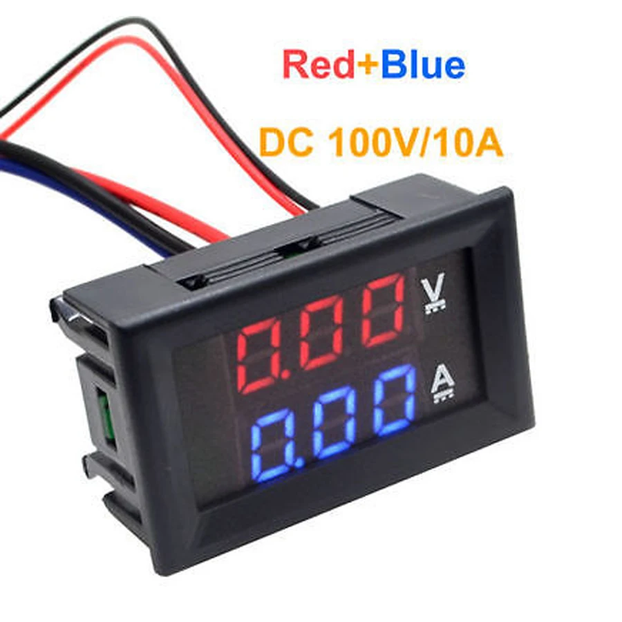 DSN-VC288 DC 100V 10A Voltmeter Ammeter Blue + Red  Use Tool Starter Kit LED Amp Dual Digital Volt Meter Gauge Voltage