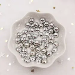 300pcs resin shiny 8mm round silver bead Flatback stone applique DIY Wedding scrapbook half beads ornament craft SF611*3