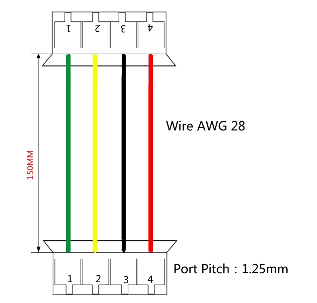 4ピンコネクタw/。ワイヤー× 10 sets.4pin 1.25ミリメートル-1.25メートルt