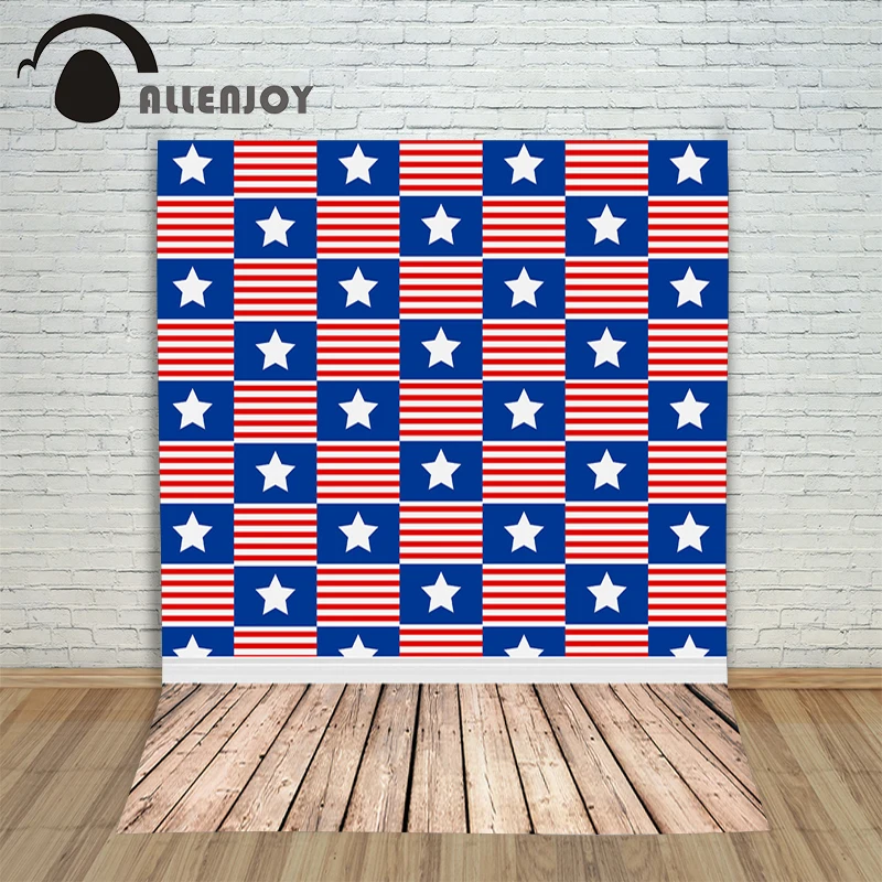 Allenjoy photo backdrops Blue Lattice Star Red Stripe Wood Children photocall backgrounds for photo studio background photograph