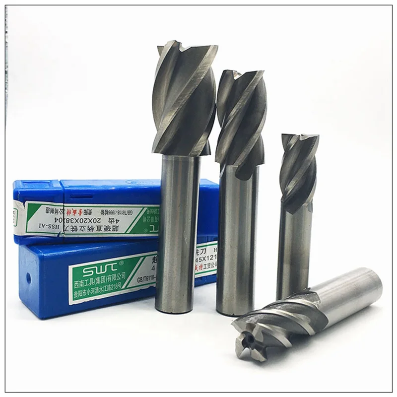 End Mill HSS 4 Flutes 20mm-30mm Diameter Milling Cutter Straight Shank Router Bit Set CNC Tools