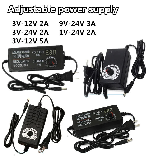 Universal power adapter Adjustable AC to DC 1V-24V 3V-12V 3V-24V 9V-24V display screen voltage Regulated supply adatpor 2A 3A 5A