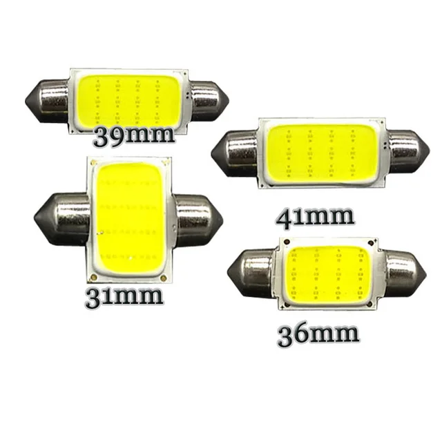 

1000X Festoon 31mm 36mm 39mm 41mm 12 Chips COB LED Bulb White C5W C10W Car Dome Light Auto Interior Map Roof Reading Lamps 12V