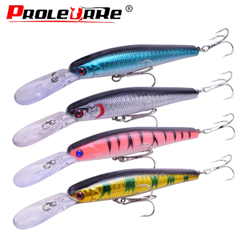 

Proleurre 4Pcs Fishing Lure Kit Minnow floating Lure 13cm 14g Crankbait Bait Pesca Jig Fishing Hook Set With Fishing Tackle