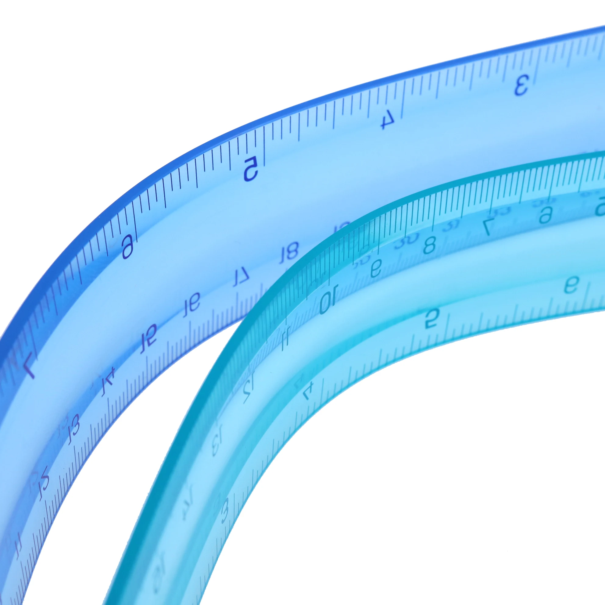 Regla Flexible transparente para dibujo de estudiantes, Regla suave de plástico creativo para oficina y escuela, azul/verde, 20cm/30cm, 1 unidad