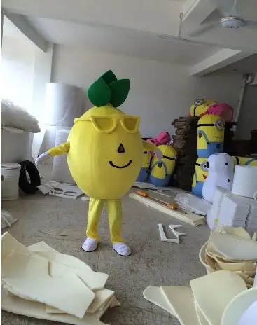 New Adult Cute Deluxe Yellow Lemon Party Mascot Costume Christmas Fancy Dress Halloween Mascot Costume Free Ship