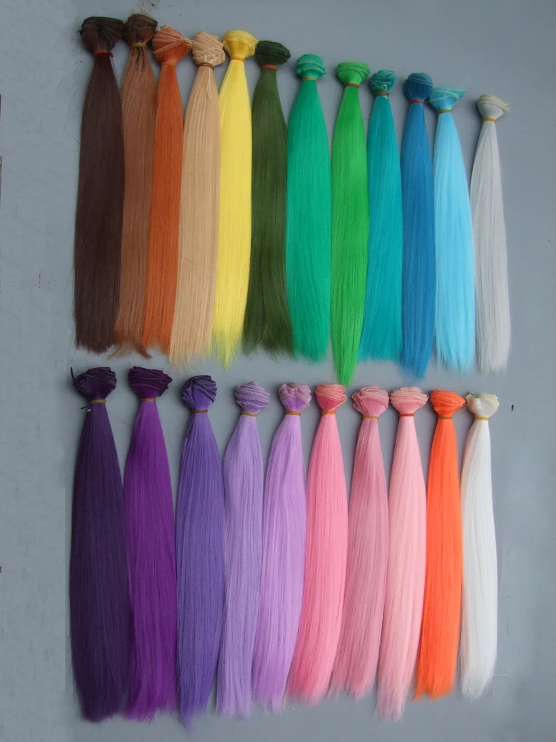 30cm doll hair Pink white green blue brown purple silver orange yellow color straight BJD doll trees diy handmade doll hair