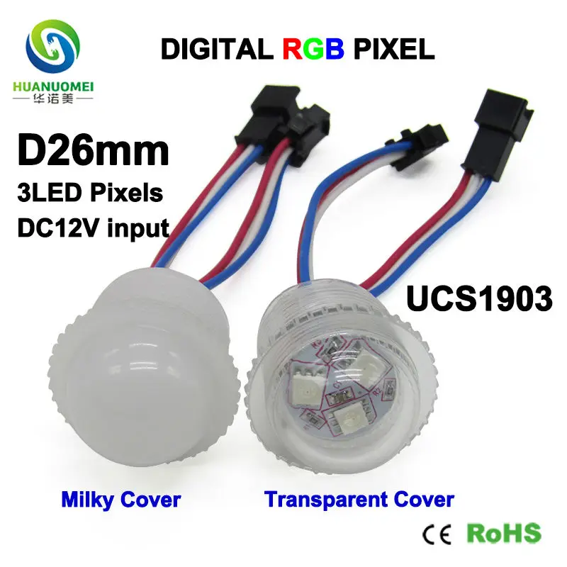 Digital UCS1903 26mm 3SMD RGB LED Pixel LED Module 12V Waterproof 5050 SMD Decoration Letters Light Addressable Bulb Lamp Sign